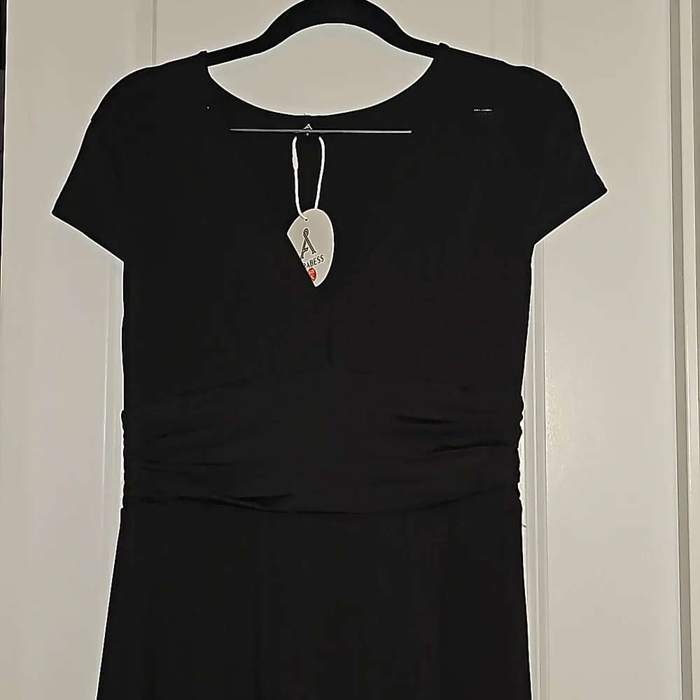 ANRABESS DeepV Neck Short Sleeve NWT Pleated High Waist Slit Maxi Dress Party S - Picture 9 of 16